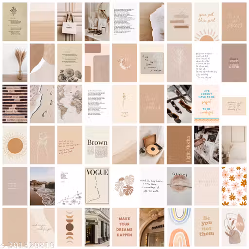Craft Qila Beige Vol 1 Pack of 54 Aesthetic Wall Collage Kit, Girl Room Decor, Dorm Decor, Photo Collage Kit, Wall Collage