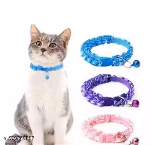 Pack of 3 Soft Breakaway Cat Collars with Bell & Frill Design – Adjustable Safety Collars for Cats, Kittens & Small Dogs 10mm (Color May Vary)