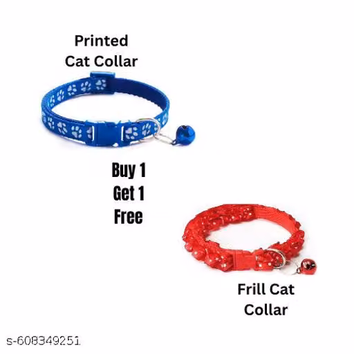 Paw Printed Collar + Elegant Frill Design Collar for Pets | Adjustable & Comfortable | Buy 1 Get 1 Free