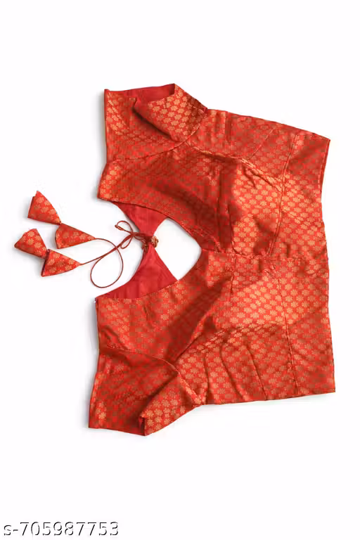 Red Brocade Silk Designer Readymade Saree Blouse for Women | Back Dori | Festive Wear