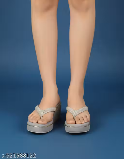 Grey colour wedge sandle for women