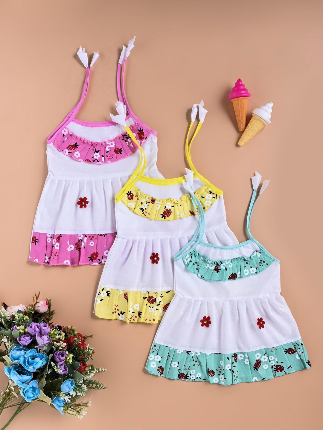 gfashion Baby Girls Midi/Knee Length Casual Dress (Multicolor, Noodle strap)