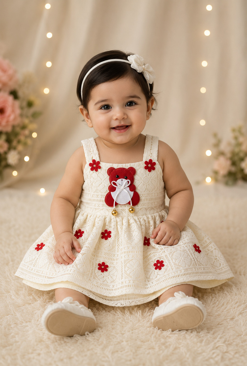 CHIKUCLASSICAL Baby Girls Calf Length Party Dress (White, Sleeveless)