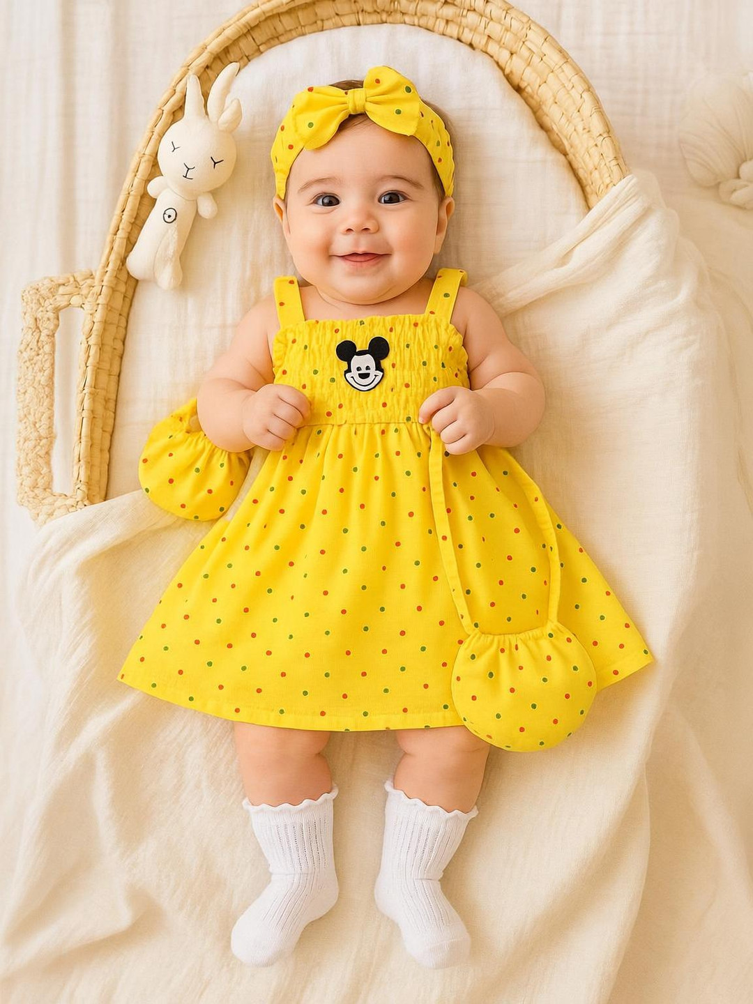 SHIFA COLLECTION Baby Girls Midi/Knee Length Festive/Wedding Dress (Yellow, Sleeveless)
