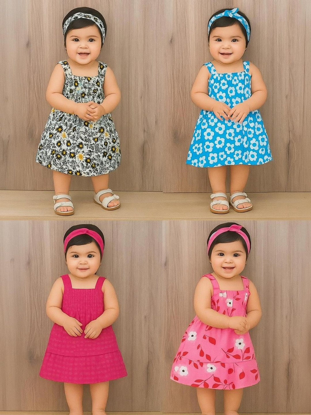 Arco Baby Girls Midi/Knee Length Casual Dress (Multicolor, Sleeveless)