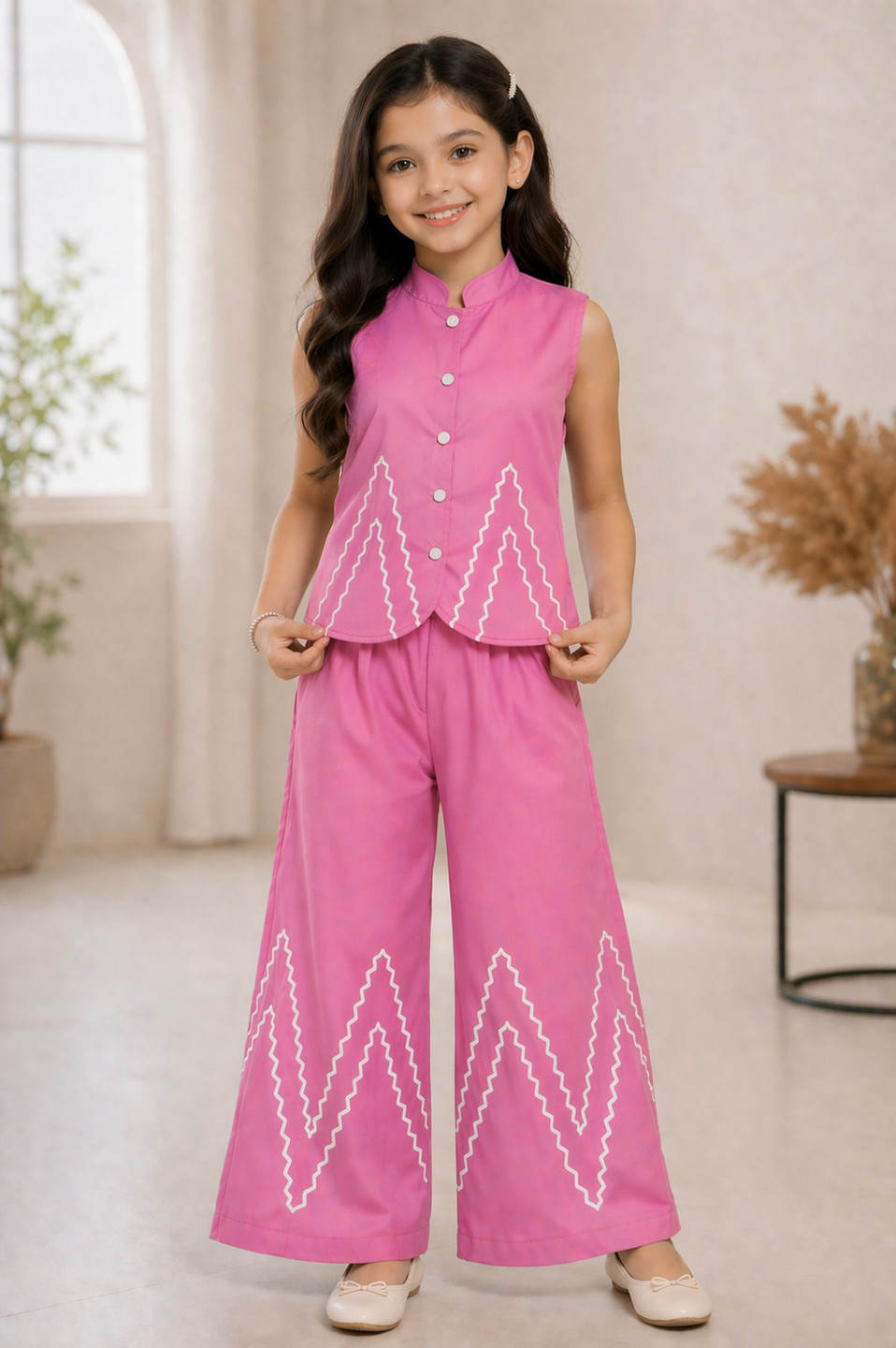R RIMSA DRESSES Girls Party(Festive) Top Pant (Pink, Pack of 1)
