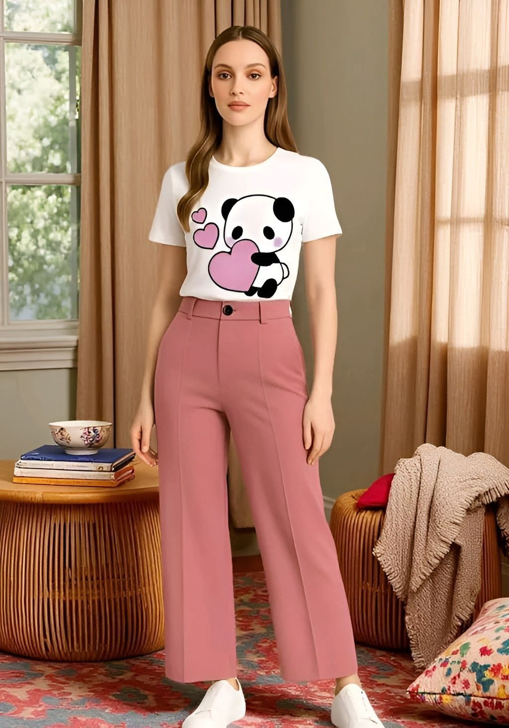 DASERNTR TREND Girls Casual Dress T-shirt (PINK TEDDY)