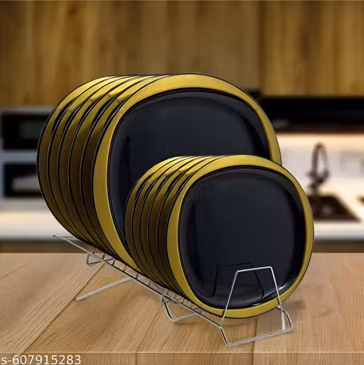 Inpro Plastic Dinner Plates – 12 Pcs (6 Full & 6 Half) | Stylish, Strong & Reusable Tableware