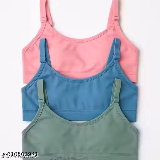 Non-Padded Cotton Sports Bra for Women – Comfortable, Wire-Free, Daily Use | Combo of 3