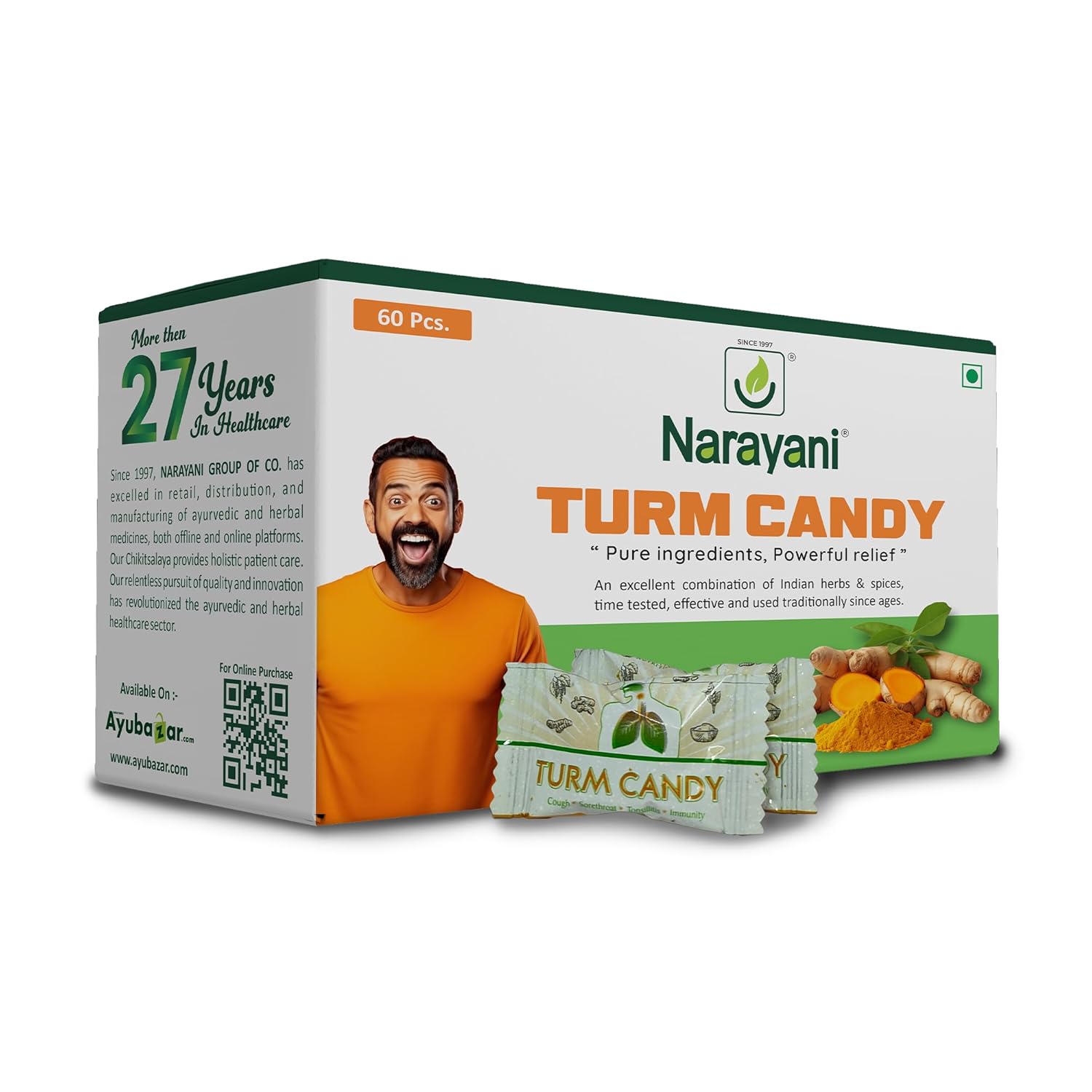 Narayani's Turm Candy | Pack of 60 Candies | For Leukoplakia, Oral Hygiene, Infection