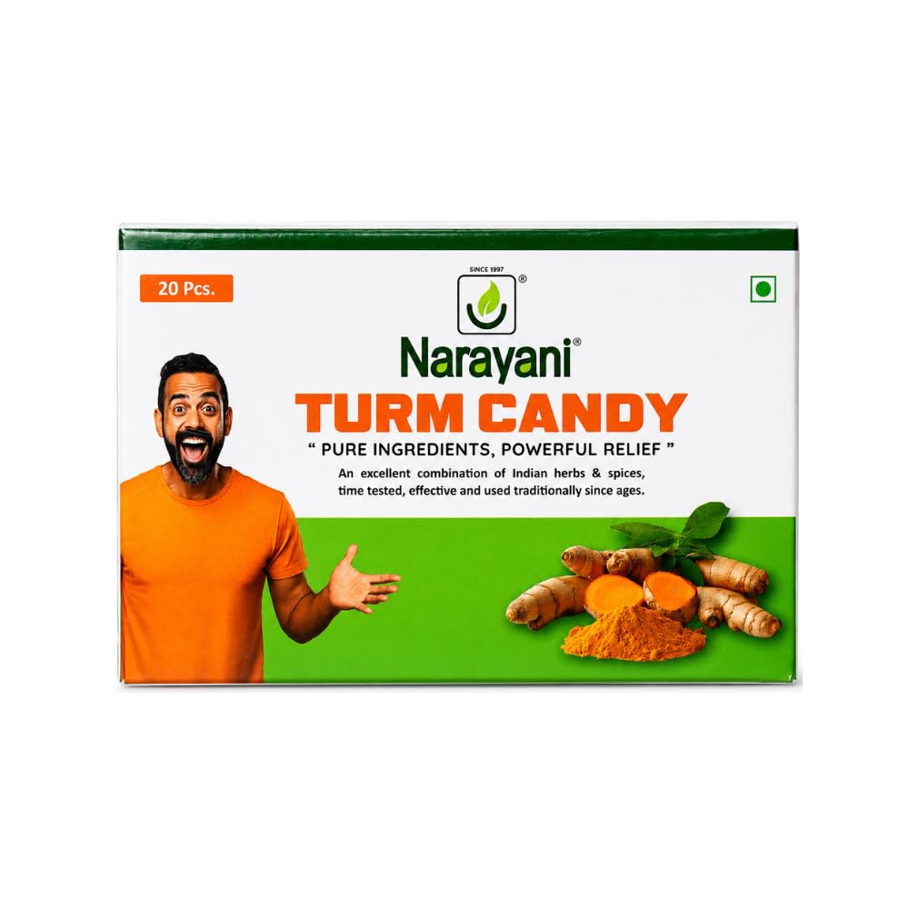 Narayani's Turm Candy | Trial Pack - 20 Pcs | Herbal Turmeric & Ginger Candy for Cough, Cold & Throat Comfort