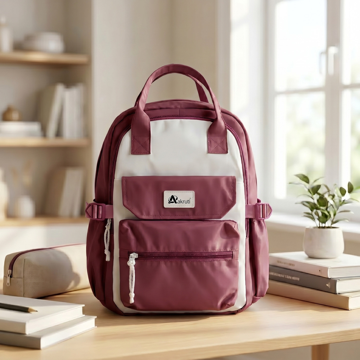 Akruti Bags for girls Backpack (Maroon, 20 L)