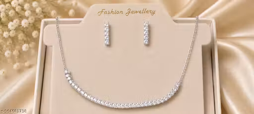 Elegant Silver-Plated Crystal Necklace Set for Women