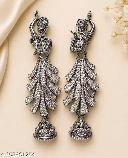 Dancing Doll AD Stone Jhumka Earrings for Women & Girls