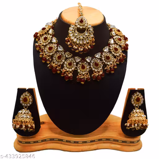 Maroon Kundan Set Necklace Set