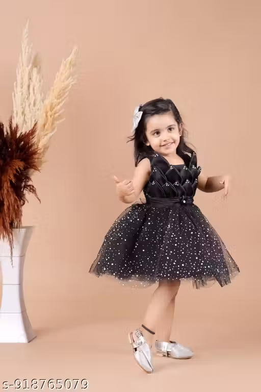 Baby Girls Black Princess Net Dress | Stylish Party Wear Frock