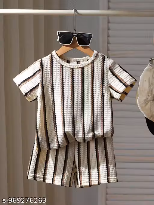 Summer Stripe Waffle Co-Ord Set for Boys