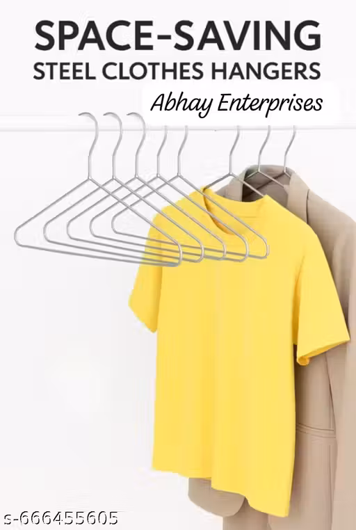 ABHAY Stainless Steel Clothes Hanger,Metal Wire Hangers for Clothes with Non Slip Grooves,Clothes Wire Hangers pack of 12