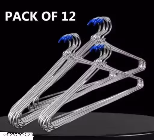 ABHAY Stainless Steel Clothes Hanger,Metal Wire Hangers for Clothes with Non Slip Grooves,Clothes Wire Hangers pack of 12