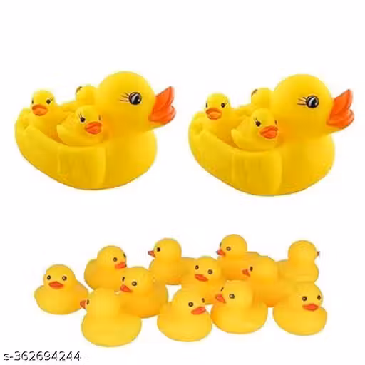 2 Duck Set for Kids Baby Toy 8 Duck (2 Big Duck + 6 Small Duck ), Baby Bath Tub Toys -Floating Duck Family with Chu Chu Sound Squeaky Squeeze Me Rubber Set for Kids | Floating 2 Mother Duck with 6 Little Duckletts (Yellow) - 8 Pieces Water, Birthday, Anni