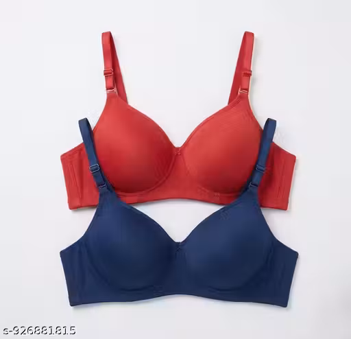 Loverway Women's Premium Seamless Padded T-Shirt Bra (Pack of 2) – RED & NAVY BLUE