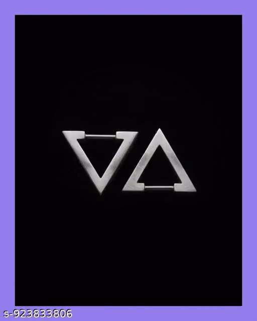 Matte Silver Geometric Triangle Hoop Earrings