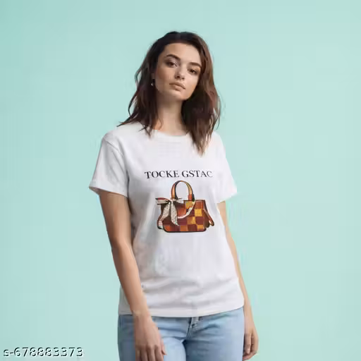 Women White Textured Cotton Blend Regular Fit T-Shirt