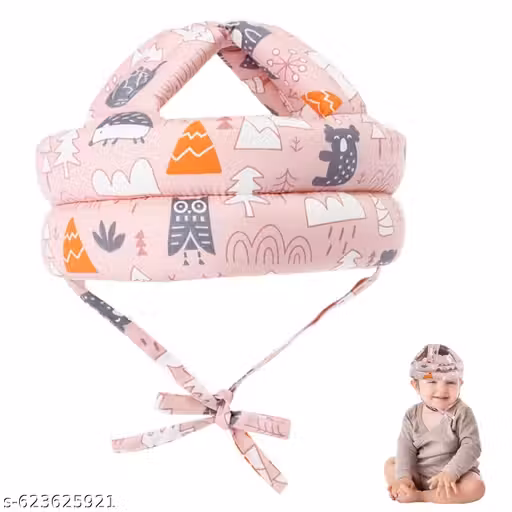 Baby Head Safety Helmet for Crawling Walking Baby Head Protector - Head Protection for Safety 6 Months - 2 Years Soft Cushion Safety Headguard, Toddler Helmets Multi Printed (Pink)