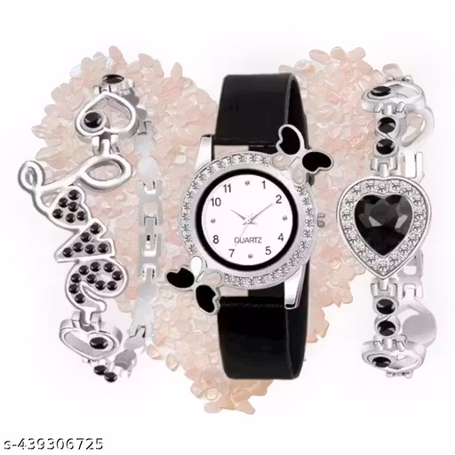 New Trendy Fashionable Women Wrist Watch with Bracelet Combo