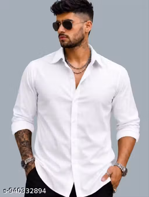 Men Soild White Shirt At Novastitch