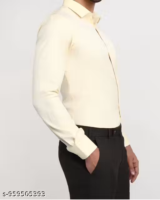 Men Yellow Slim Fit Herringbone Formal Shirt