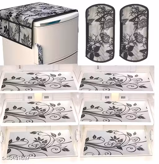 Nicasa HD Premium Quality combo of fridge top with 2 pec handle, and 6 mats-set of 9 pieces