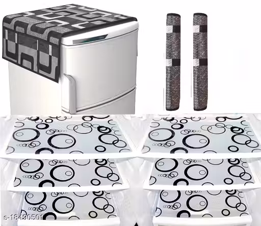 Nicasa HD Premium Quality combo of fridge top with 2 pec handle, and 6 mats-set of 9 pieces