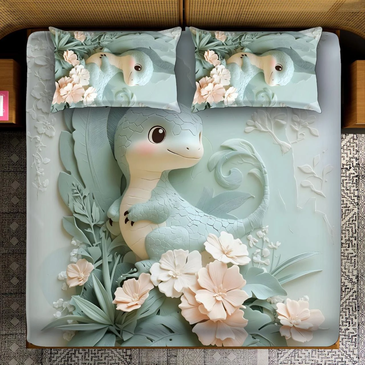 7D bedsheet for Double Bed 300TC Premium Cotton Feel Microfiber with 2 King Size Pillow Cover | 225 cm x 250 CM | Blue Birds Kids