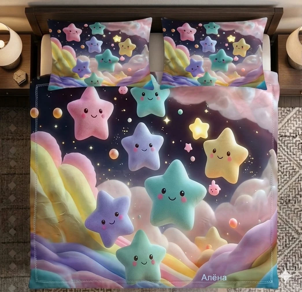 7D bedsheet for Double Bed 300TC Premium Cotton Feel Microfiber with 2 King Size Pillow Cover | 225 cm x 250 CM | Blue Birds Kids