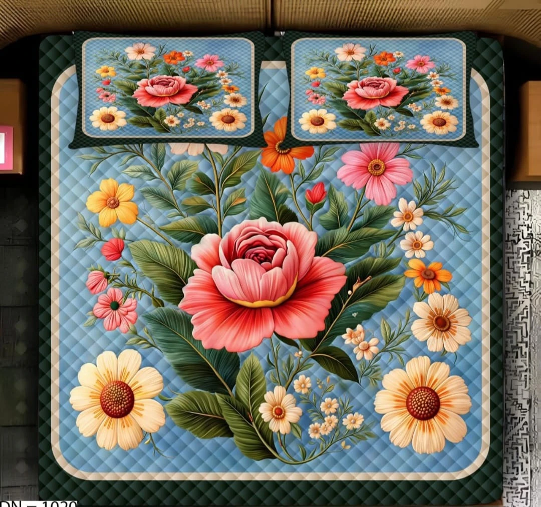 7D bedsheet for Double Bed 300TC Premium Cotton Feel Microfiber with 2 King Size Pillow Cover | 225 cm x 250 CM | Blue Birds Kids