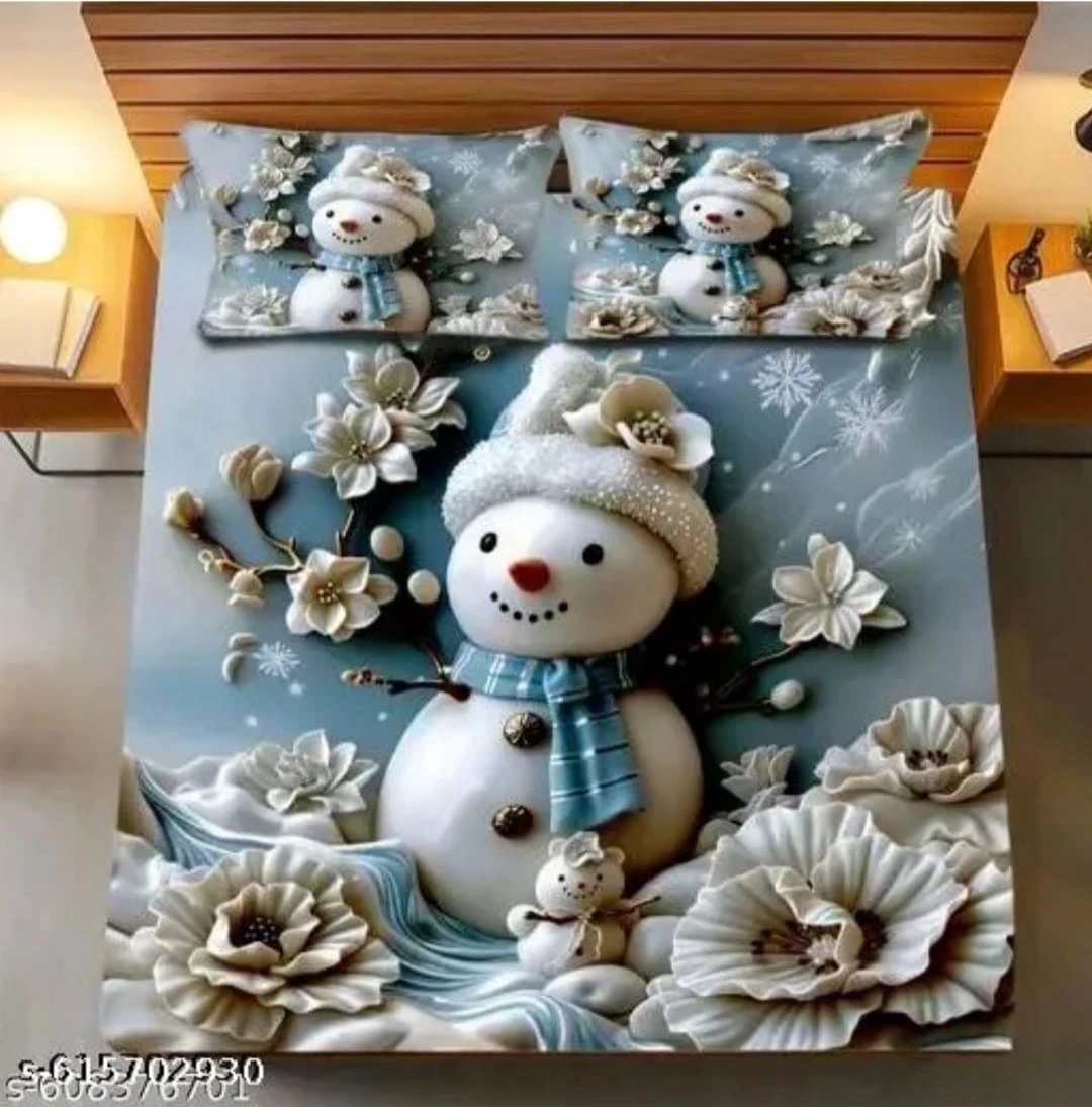 7D bedsheet for Double Bed 300TC Premium Cotton Feel Microfiber with 2 King Size Pillow Cover | 225 cm x 250 CM | Blue Birds Kids