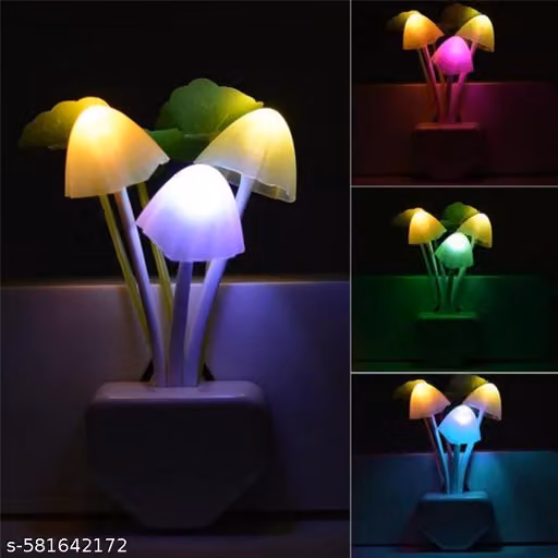 Multicolor Mushroom Flower LED Night Lamp with Auto Sensor