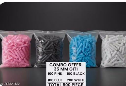 PVC Wall Plug Gitti 500 Pieces Combo Pack | Plastic Wall Anchor Fastener for Screw Fitting | Heavy Duty Wall Plugs for Home & Construction Use