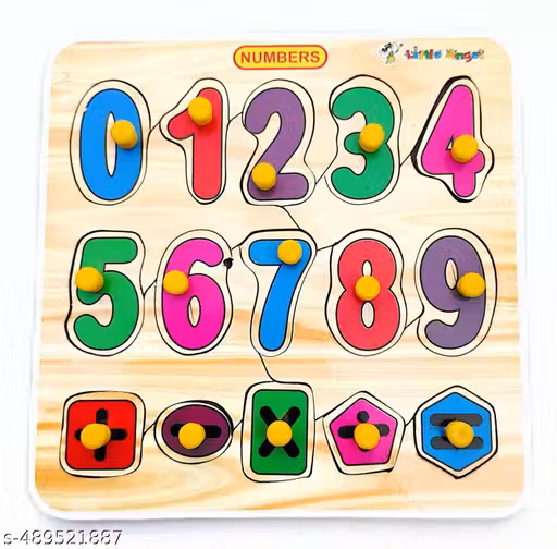 EL SMO Wooden Number Puzzle Board 0-9 Numbers with Pictures Educational Learning Toy for Kids