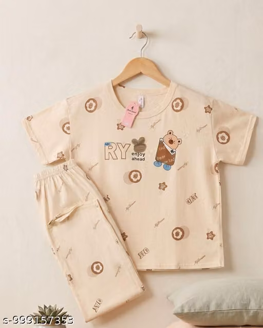 WOMEN PRINTED COTTON BLEND NIGHT SUIT SET