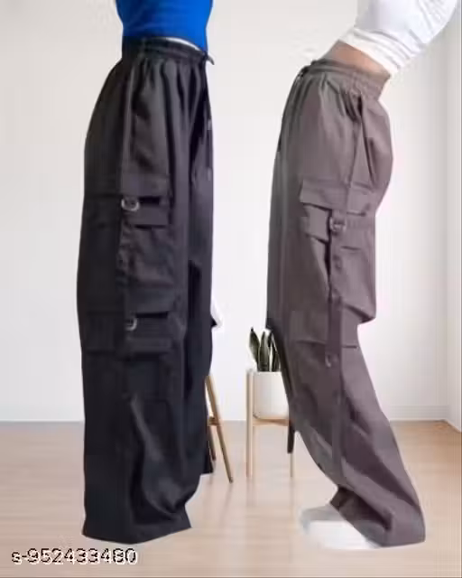 Trendy 6 Pocket Cargo Stripe trouser for woman and girls combo pack of 2