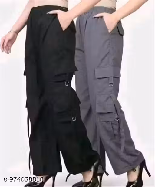 Trendy Women's Stylish Six Pocket Cargo Pants 6 Pkt