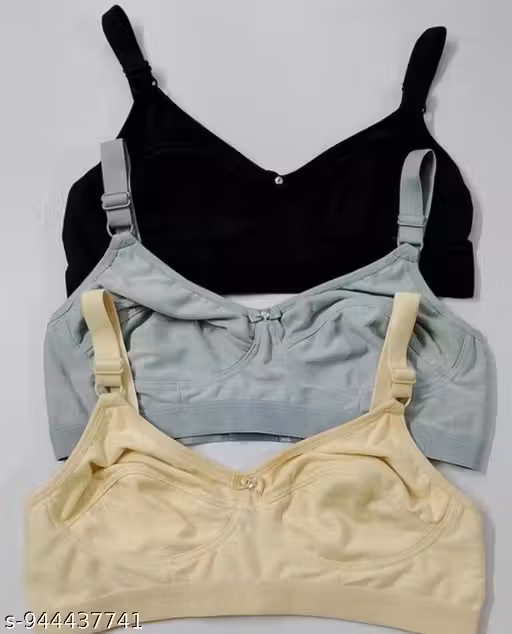 Women’s Cotton Non Padded Full Coverage Bra Combo Pack of 3 | Wirefree Everyday Comfort Bra for Girls & Women