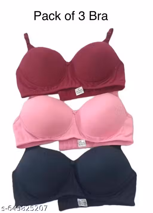 Women’s Pack of 3 Padded Bra | Daily Wear Comfortable Bra Set | Non-Wired Full Coverage Bras