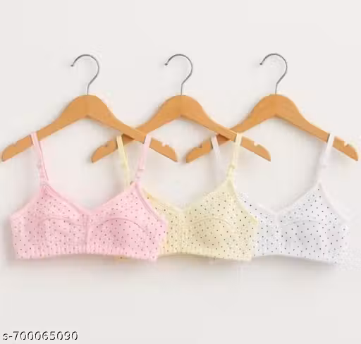 Girls Cotton Training Bra | Soft Non-Padded Wireless Bra for Teens | Everyday Comfortable Beginner Bra (Pack of 3)