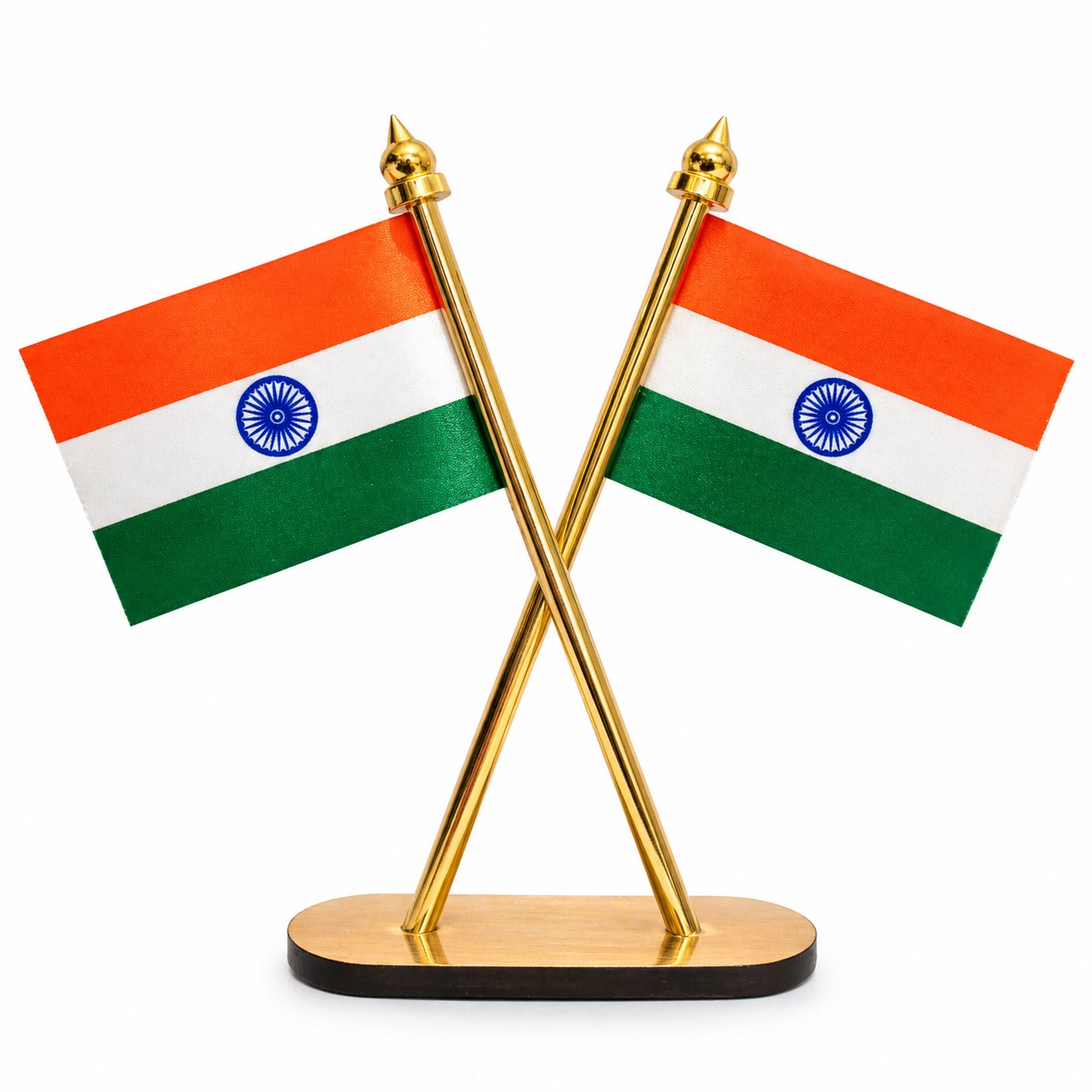 Dual Indian Flag Decorative Showpiece for Office Table, Home Decor & Car Dashboard Ideal Patriotic Gift for Friends, Family & Colleagues
