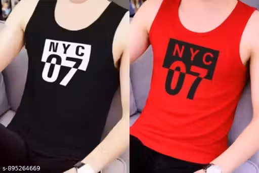 Men NYC 07 Sleeveless Gym Vest Combo| Stylish Men Tank Top NYC Print Pack of 2| Gym Wear Men Tank Topss Cotton Blend Pack