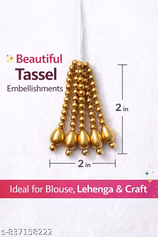 Designer Golden Beads Tassel Latkan for Blouse & Lehenga | 2 Inch Length | Decorative Dori Latkan | Pack of 20