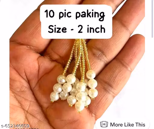 Adikala 5 Line 10 pieces Golden Cutdana Latkan Bunch Tassels for Saree Pallu, Dupatta, Dress, Blouse, Suit, Bags, Toran, DIY Art & Crafts Height 4CM (10, Cream)